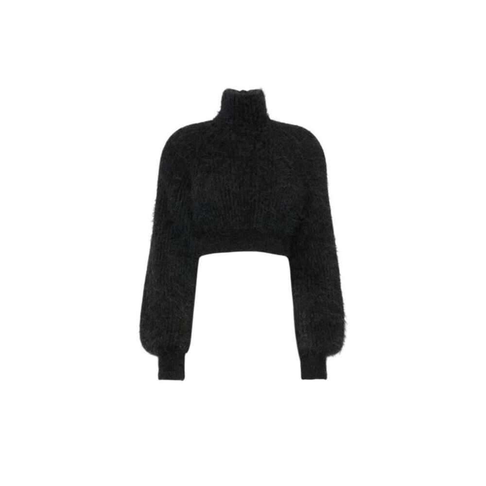 Max Mara Women Mélange Mohair-Blend Knit Top - Anthracite